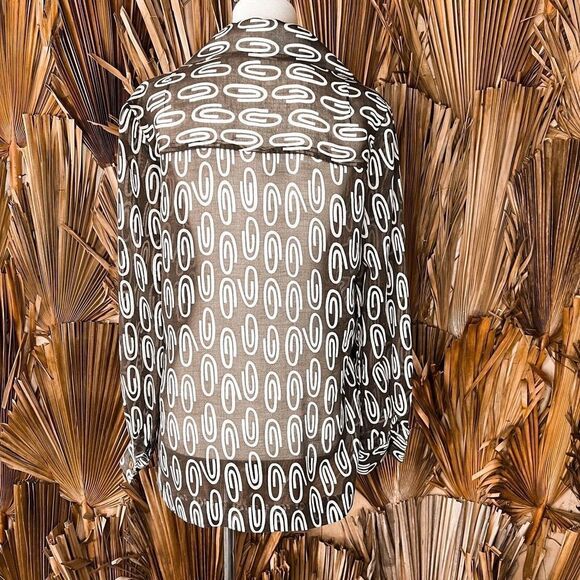 Vintage 70's Sheer Brown Button Up Shirt size Medium - Picture 3 of 5